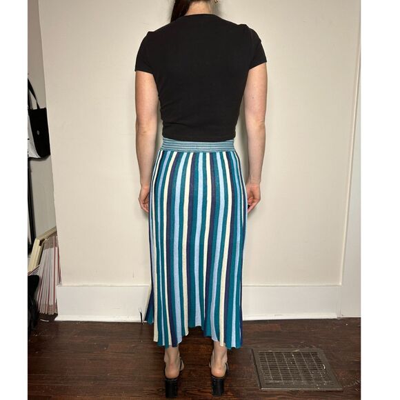 Express Blue White Striped Midi Skirt Size Small NWT - Picture 2 of 5